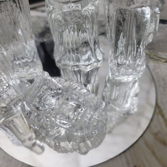 Vtg Glass Nativity Set By Gorgeous Designs Inc 6 Piece Clear With Mirror 7471 - Picture 5 of 9